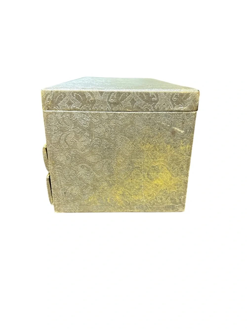 Vintage 1960s Gold Brocade Black Velvet Lined Lady Buxton Four Level Jewelry Box